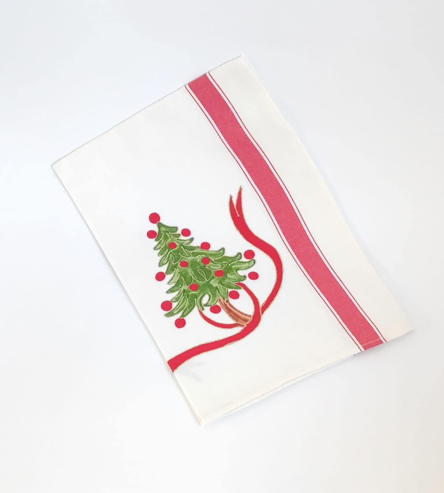 Asciugamano da cucina con motivo natalizio, cotone 100% ricamato in Italia - MARIKA DE PAOLA - HOME DECOR