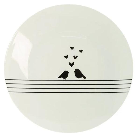 Clayre & Eef - Piatto piano colazione / dessert in porcellana bianca con Uccelini, 20 cm - MARIKA DE PAOLA - HOME DECOR
