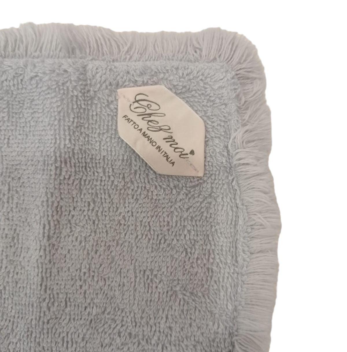 Lavette set da 3 asciugamani bagno con elegante sacchetto di lino, colore: Grigio Perla, 100% Made in Italy - Chez Moi - MARIKA DE PAOLA - HOME DECOR