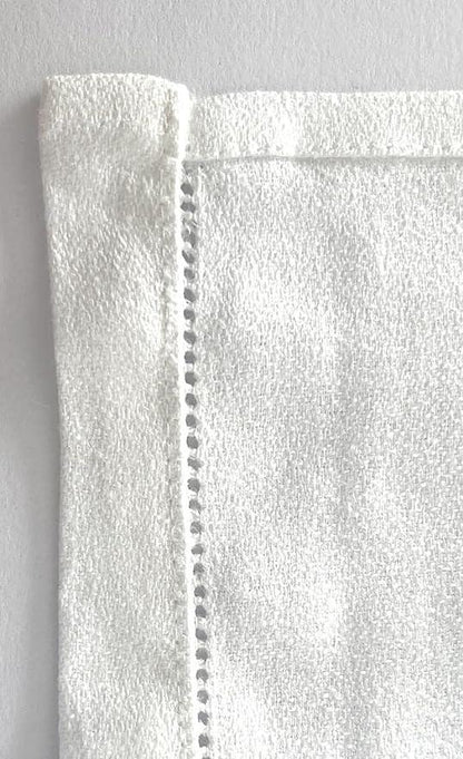 Set Asciugamani 2 pezzi (Viso / Ospite) lino pregiato con ricami, collezione Lusso Yacht (Bianco / Corallo Azzurro) - MARIKA DE PAOLA - HOME DECOR