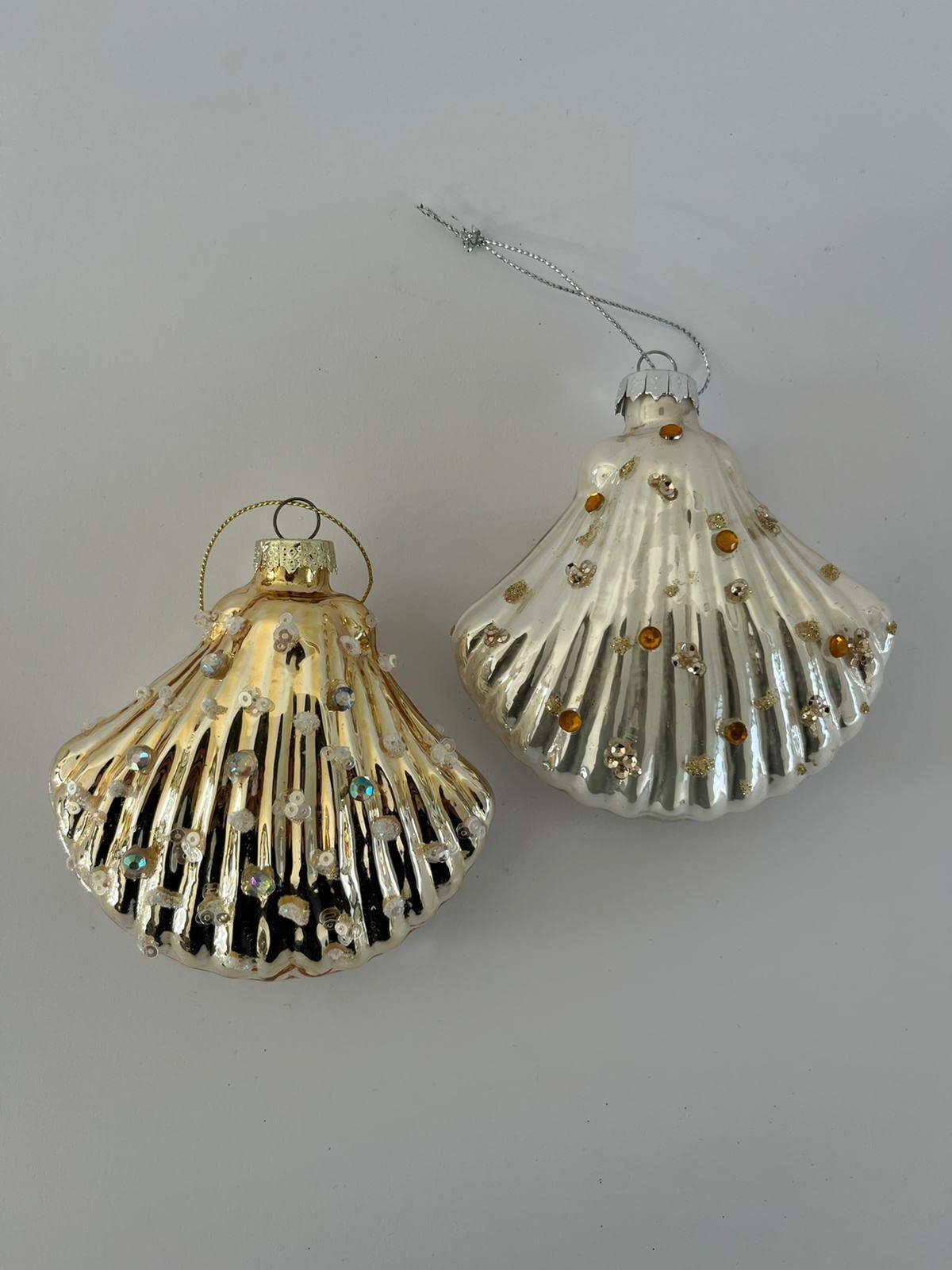 Conchiglie e perline - decorazioni di Natale - confezione da 2 (1 colore oro - 1 colore madreperla) - MARIKA DE PAOLA - HOME DECOR