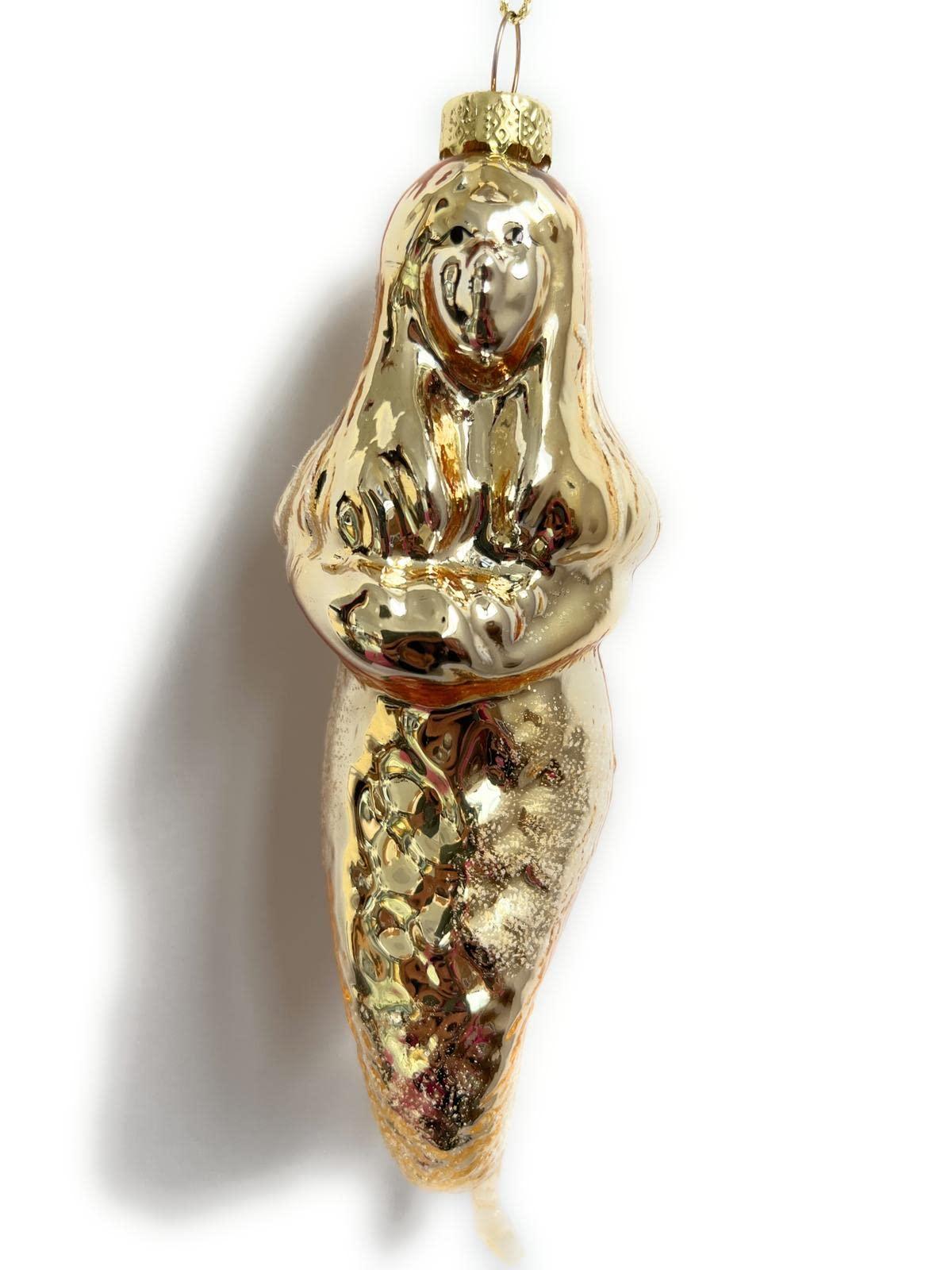 Decorazioni Natalizie - Coppia di Sirene con perline e glitter 1 color oro e 1 color madreperla - MARIKA DE PAOLA - HOME DECOR
