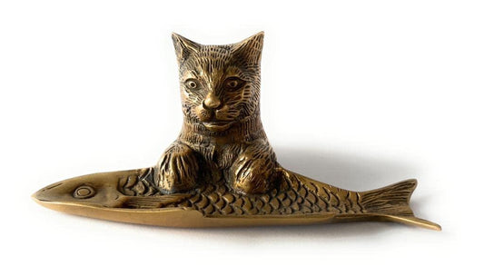 Svuota Tasche modello "gatto cattura un pesce" realizzato da Cheoma, Misure 20 cm x 11 cm x 10 cm - MARIKA DE PAOLA - HOME DECOR