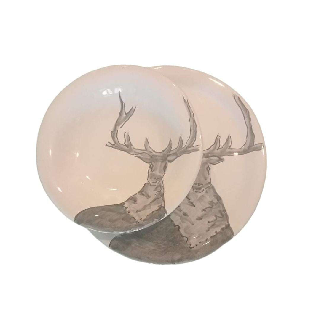 Hand-decorated ceramic dinner plate, Deer 28 cm
