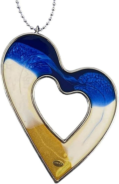 Copie de la Chaîne avec Pendentif Multi Coeur en acier chirurgical et Résine Vulca, pièces uniques faites à la main, artisanat 100% made in Italy