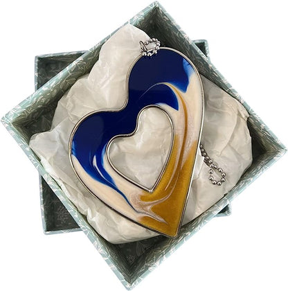 Copie de la Chaîne avec Pendentif Multi Coeur en acier chirurgical et Résine Vulca, pièces uniques faites à la main, artisanat 100% made in Italy