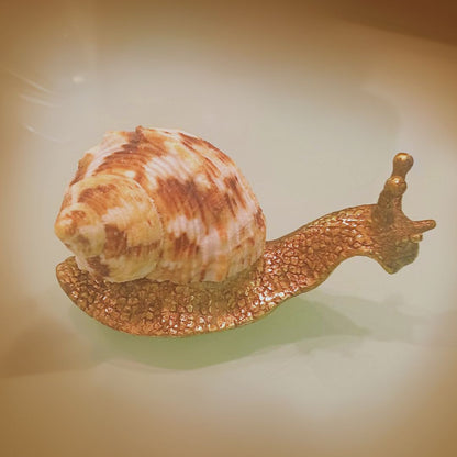 Gold colored snail with applied shell - Enzo De Gasperi