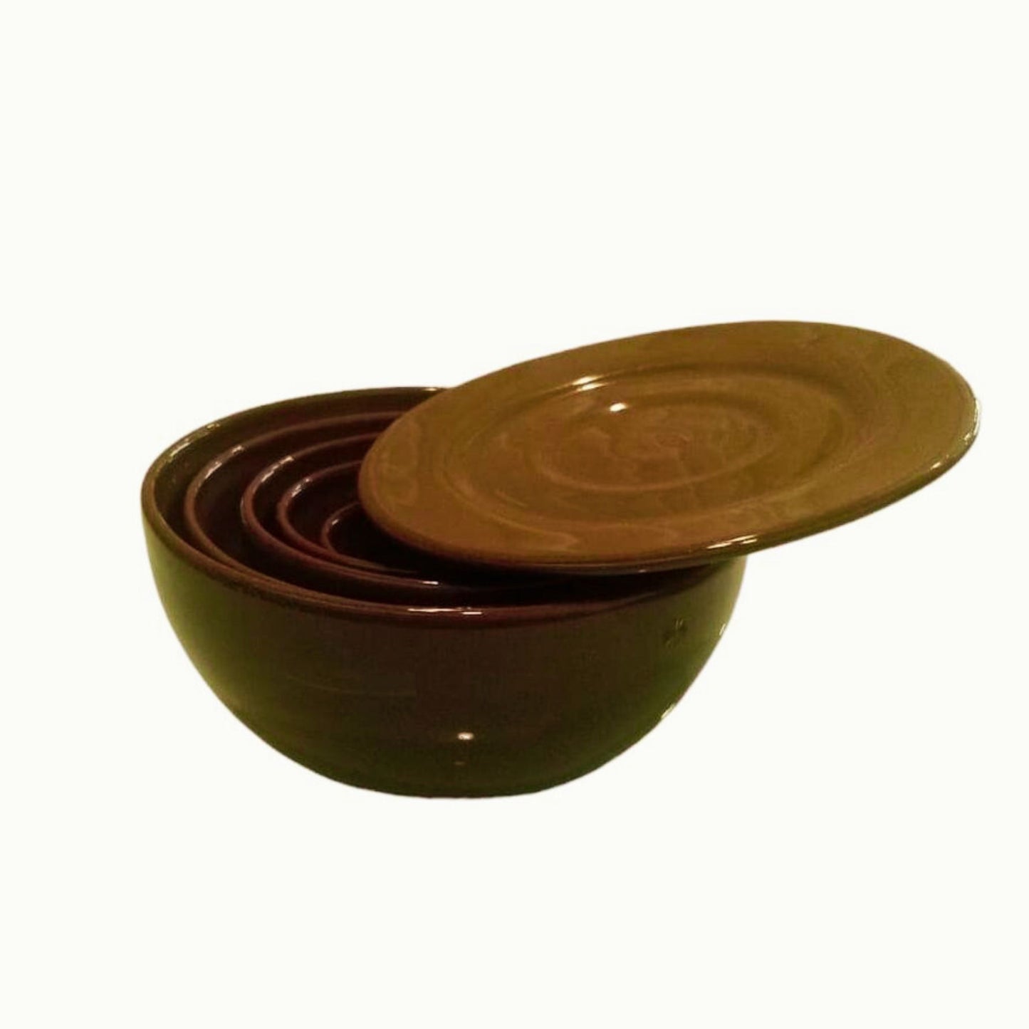 Nido Aperitif bowls in handcrafted ceramic, Forest Green