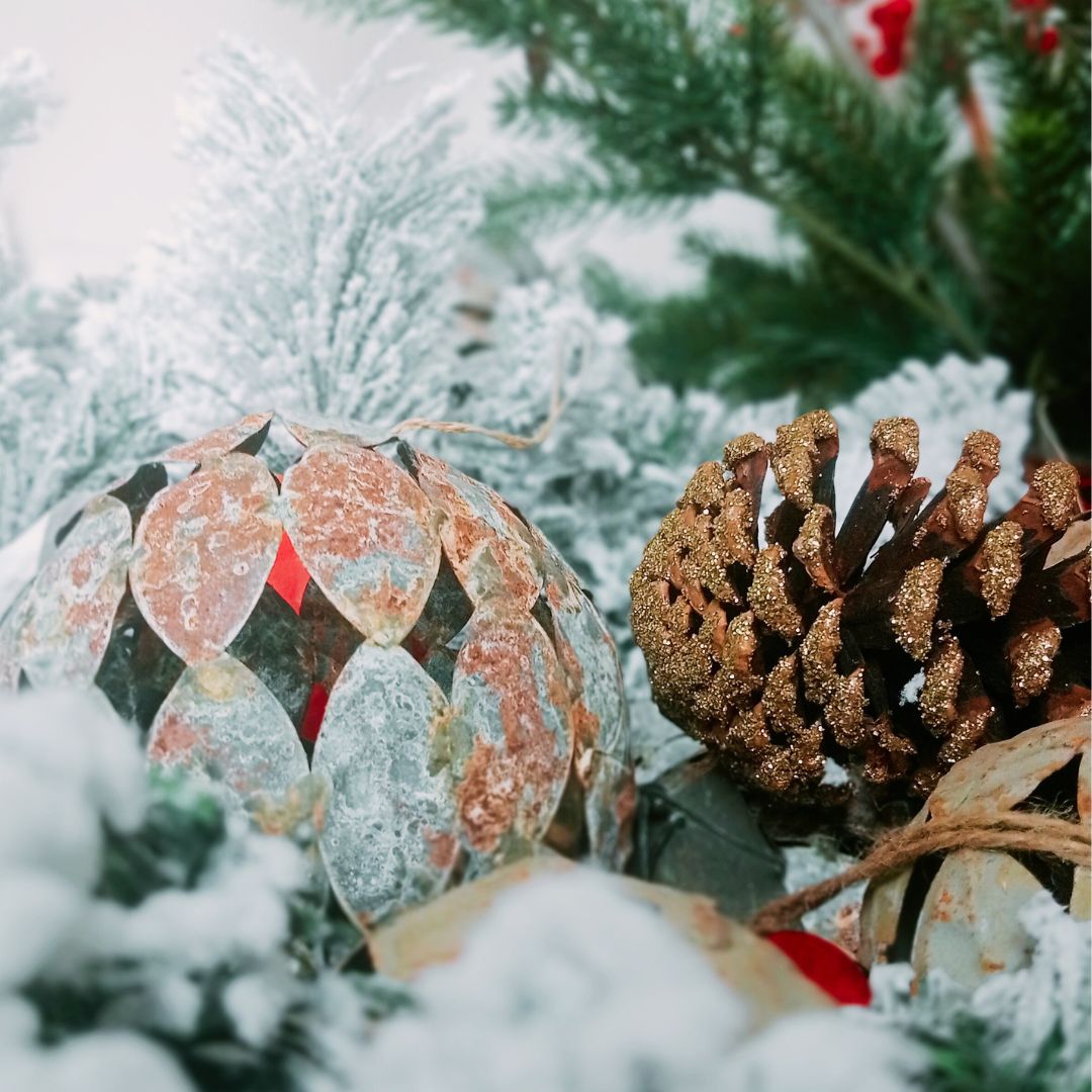 Decorazione di Natale in ferro vintage, foglie di alloro
