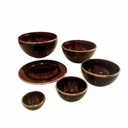 Ciotole Nido Aperitivo in ceramica artigianale, Nero / Argento