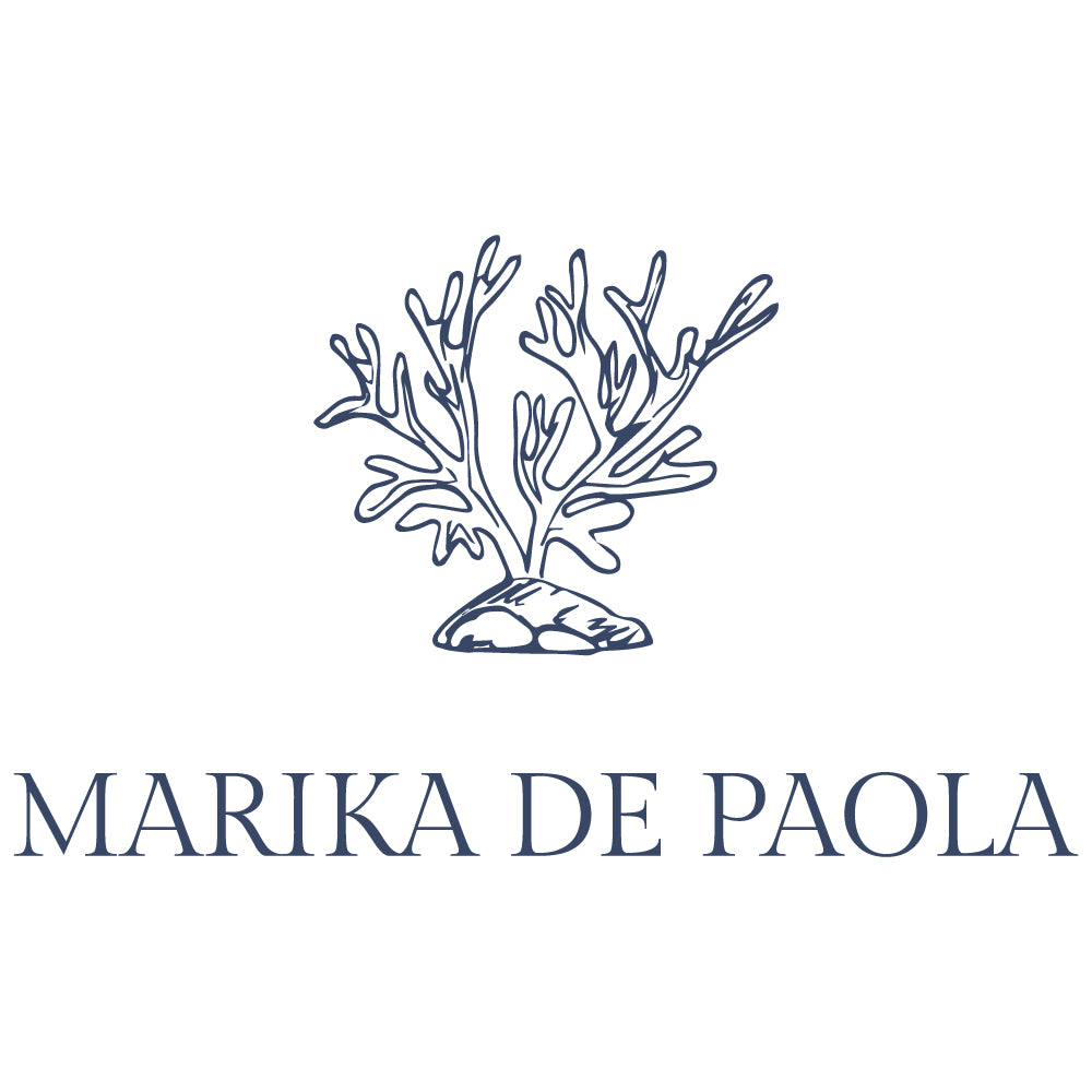 Marika De Paola - Set 1 Tovaglietta in puro lino cerato con 1 tovagliolo abbinato - Motivo:  Acquario Blu Denim