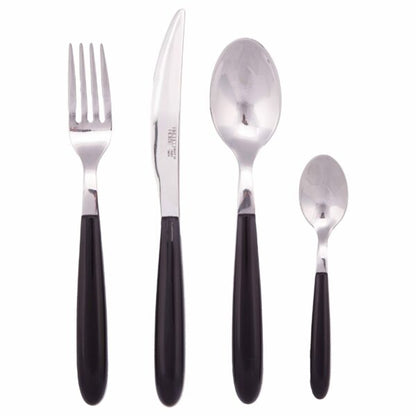 Drop cutlery in 24-piece set (6 knives, 6 forks, 6 spoons and 6 teaspoons)
