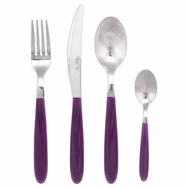 Drop cutlery in 24-piece set (6 knives, 6 forks, 6 spoons and 6 teaspoons)