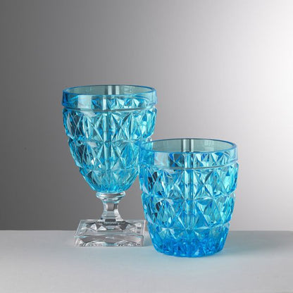 Set of 6 water glasses Model Stella Mario Luca Giusti in Acrylic Synthetic Crystal, Color: TURQUOISE