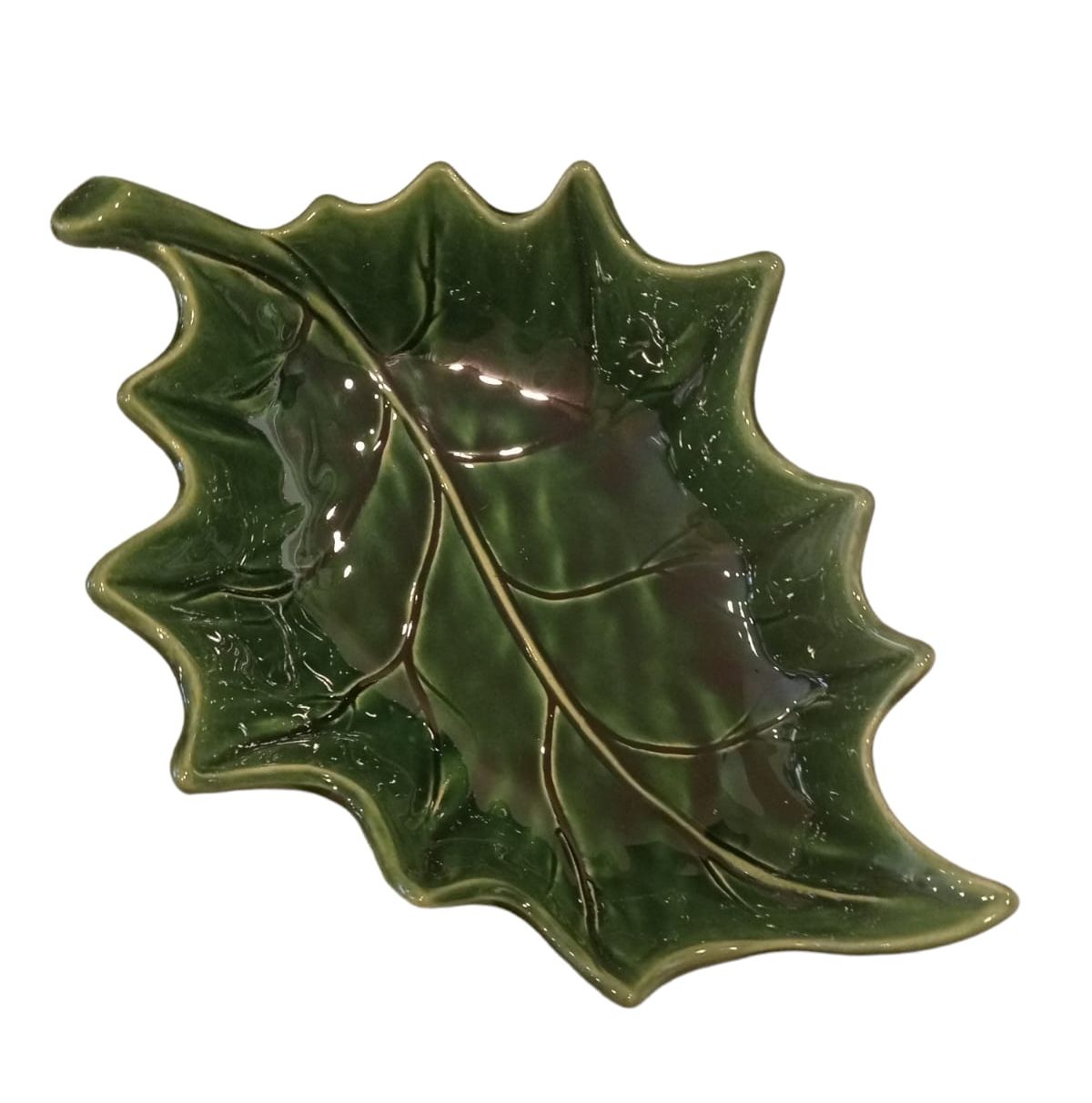 Ceramic Holly Leaf Bolo, colour: green