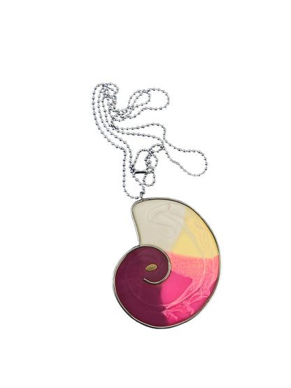 Chain with Multicolor Shell Pendant in surgical steel and multicolor Vulca Resin, unique handmade pieces, 100% made in Italy craftsmanship