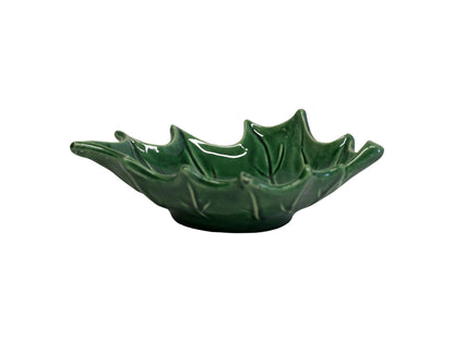 Ceramic Holly Leaf Bowl, colour: green