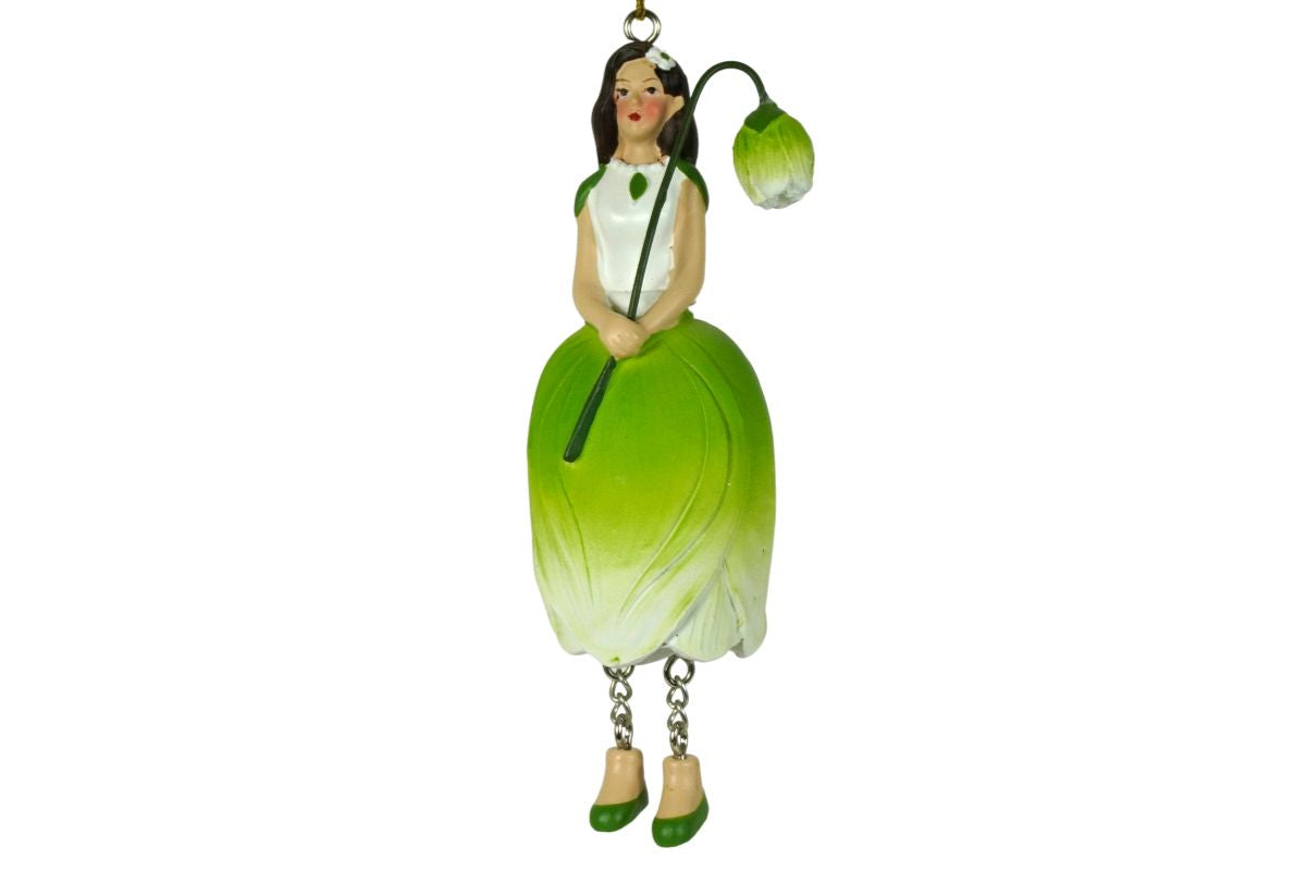 Flower Fairy - collectible fairy for room decoration - White / Green Tulip