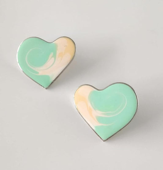 Multicolor Hearts earrings in surgical steel and resin, handmade, unique pieces, 100% made in Italy craftsmanship by Vulca