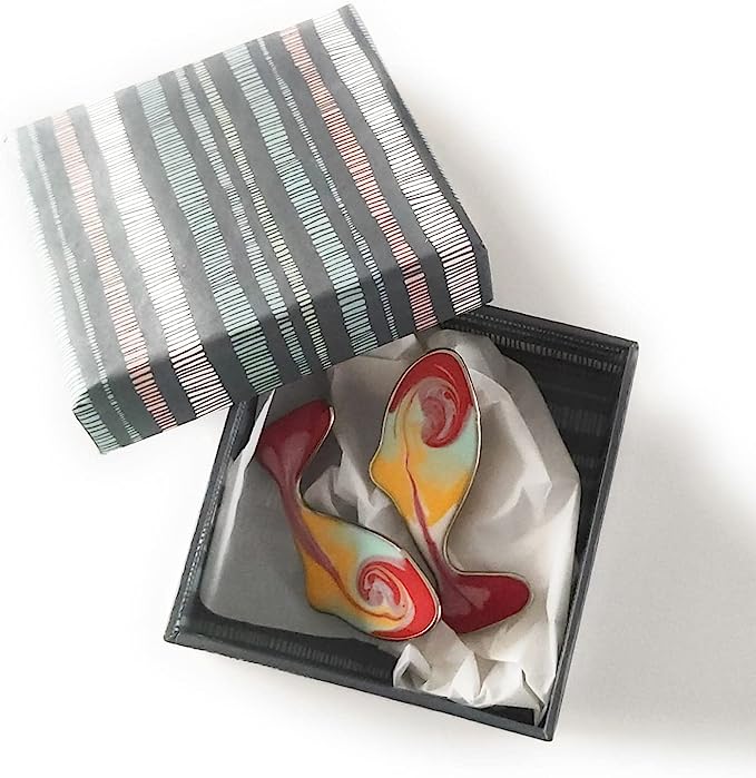 Boucles d'oreilles poissons multicolores en acier chirurgical et résine, faites à la main, pièces uniques, artisanat 100% made in Italy par Vulca