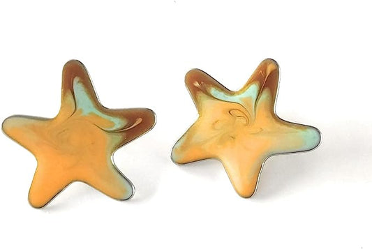 Boucles d'oreilles Stella Gialla en acier chirurgical et résine, faites à la main, pièces uniques, 100% made in Italy artisanat par Vulca