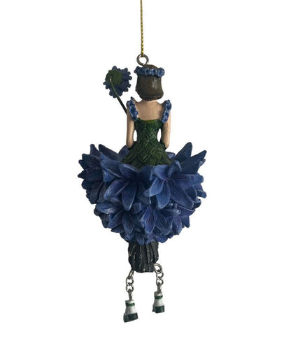Girls Flower Fairy - collectible fairy for room decoration - Blue Cornflower