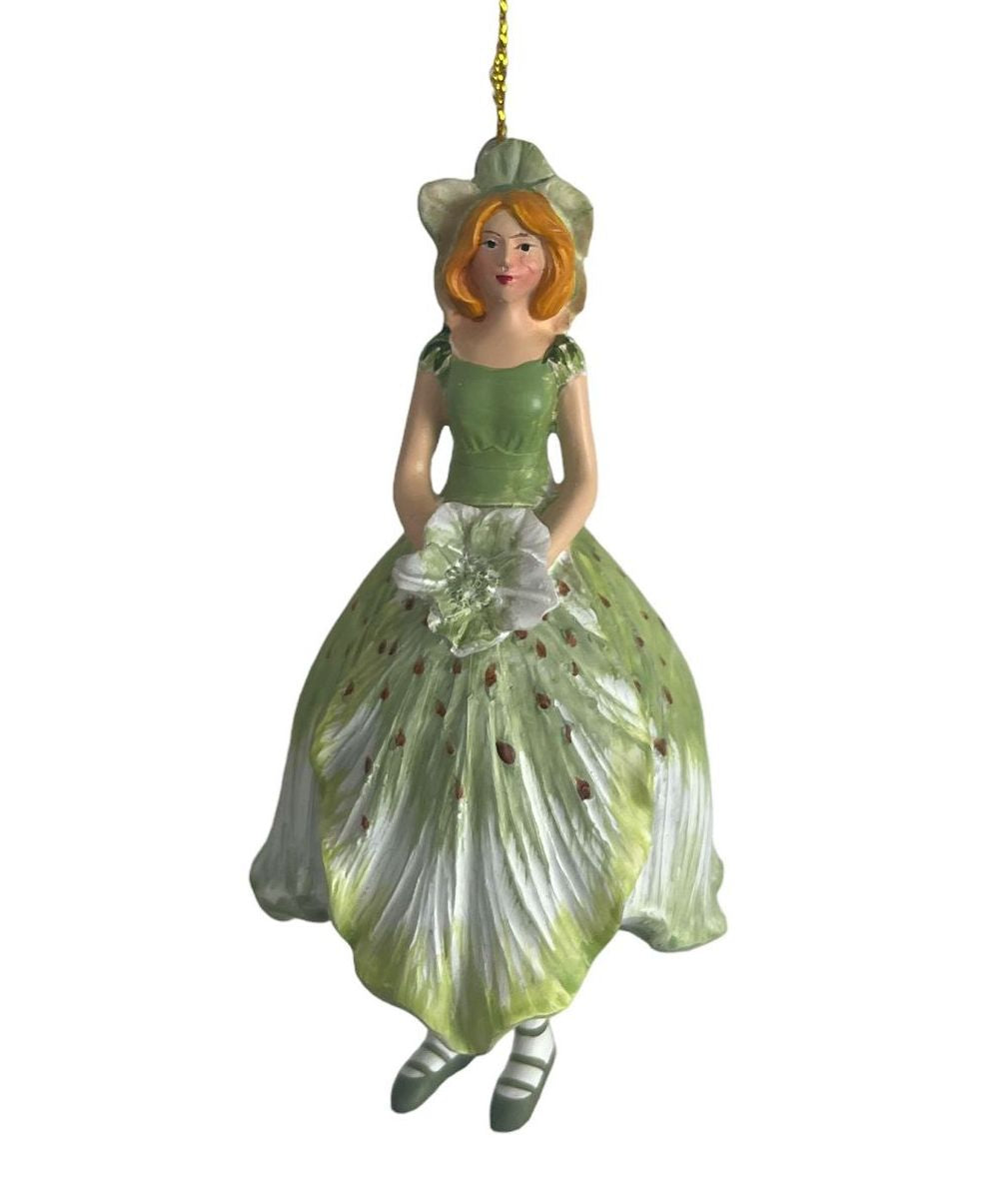 Girls Flower Fairy - fatina da collezione per decorazione ambienti - Fiore Bianco Verde