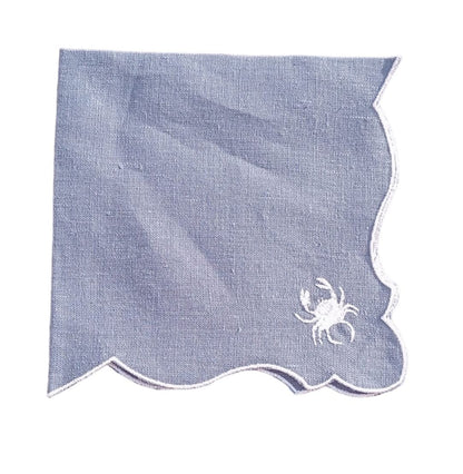 Marika De Paola - Placemat in pure waxed linen with matching napkin - Motif: Crabs
