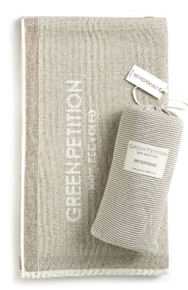 CALM model beach towel 180 cm x 100 cm signed Green Petition, Color: CLAY (grey - white)