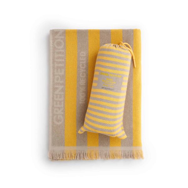 MARIS model beach towel 180 cm x 100 cm signed Green Petition, Color: AMBER (yellow / gray)