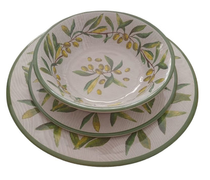 Dinner plates from the Au Bain Marie OLIVE collection (Melamine - diameter 28 cm)