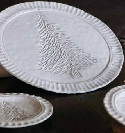 Ceramic Dessert Plate, White Fir 22 cm