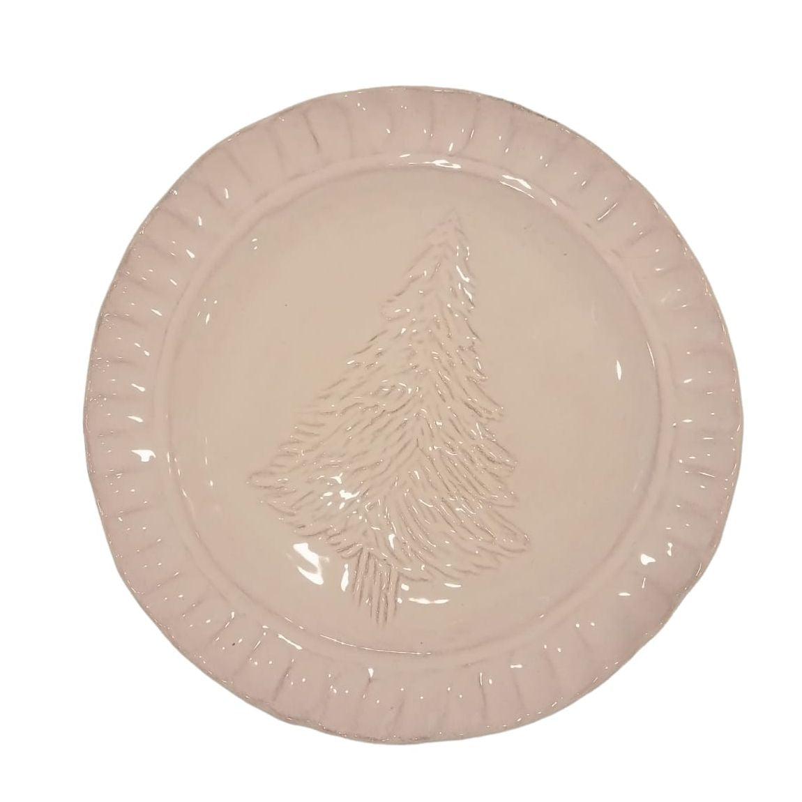 Ceramic Dessert Plate, White Fir 22 cm