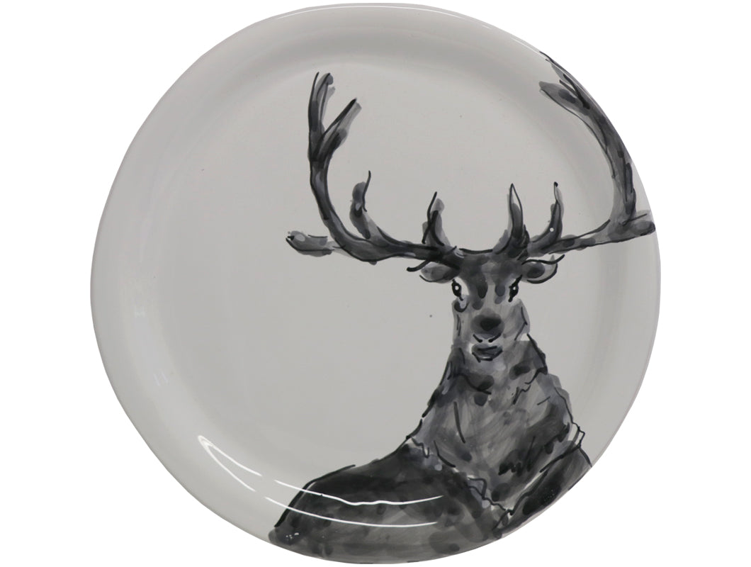 Hand-decorated ceramic dinner plate, Deer 28 cm