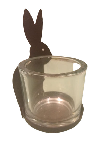 Bosco candle holder in transparent glass and black metal