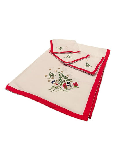 Pure cotton tablecloth with Christmas embroidery - Snowmen - Marika De Paola Su Misura