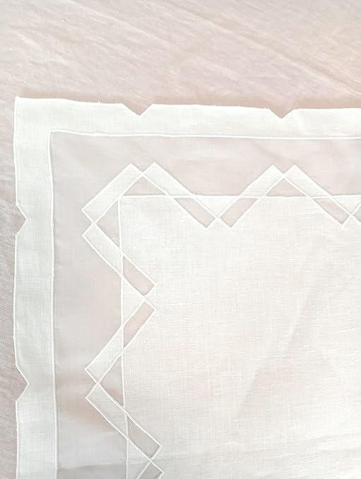 Set of 2 rectangular placemats (2 placemats + 2 napkins) in LINEN and ORGANZA with EMBROIDERY, 100% made in Italy 