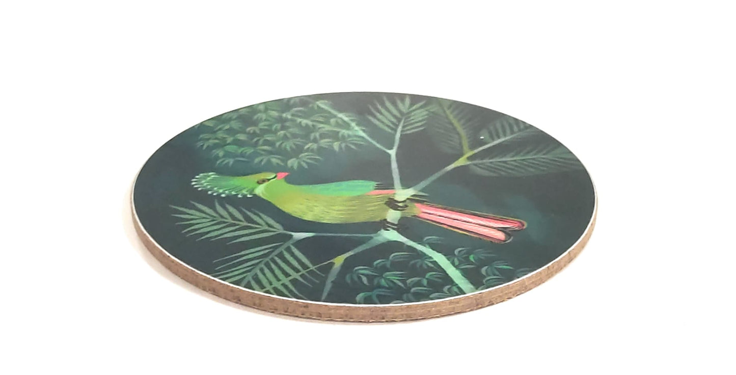 Coasters decorated with glossy lacquer and cork bottom - Design Jamida - 10 cm