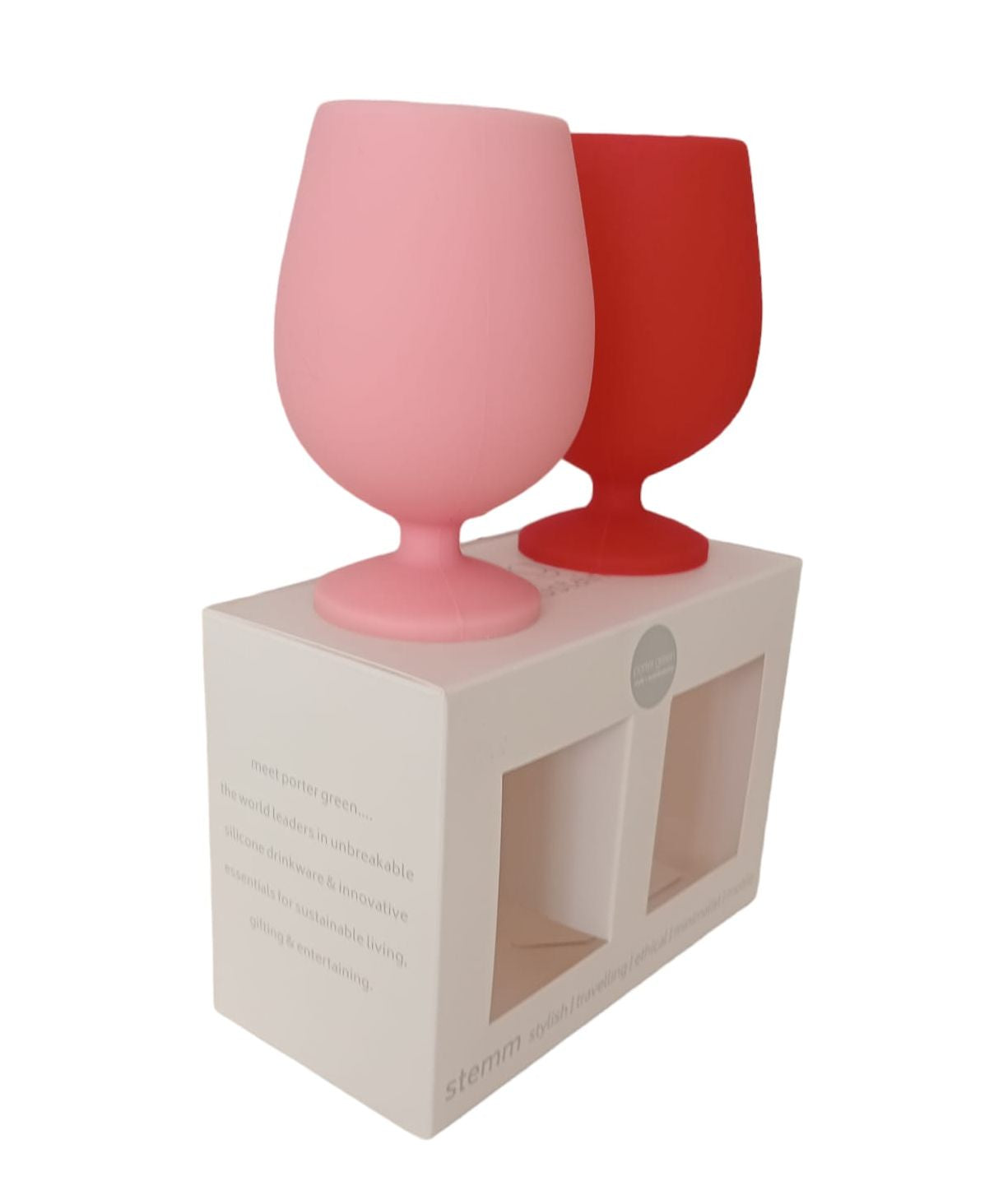 PORTER GREEN - Bicchieri calici vino modello STEMM in silicone in confezione da 2 - capacità 250 ml