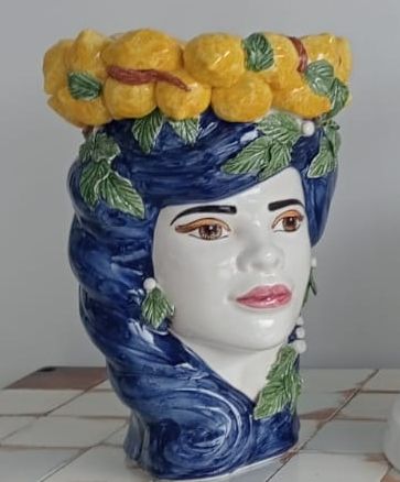 Verus Ceramiche by Abhika - Testa di Moro - Multicolore avec Citrons - Céramique Caltagirone, 100% Made in Italy, hauteur 33 cm