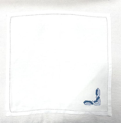 Set of 2 placemats (2 placemats + 2 napkins) in PURE LINEN model Portorico White / Blue, 100% made in Italy 