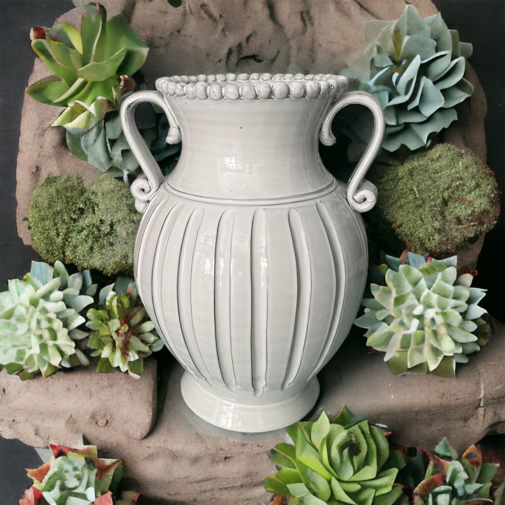 Vaso PERLA in ceramica bianca 40 cm