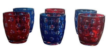 Set of 6 SUPERSTAR 3 RED AND 3 BLUE glasses by Mario Luca Giusti