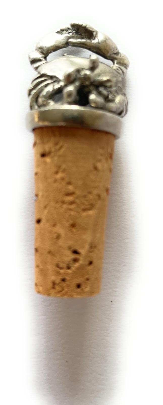Cork Stopper with Silver Crab - Chehoma - 6cm x 3cm