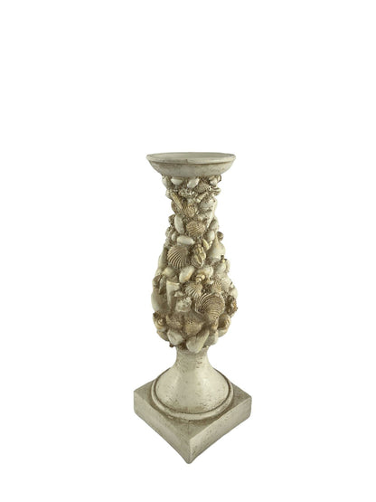 Pair of candlesticks, marine patterned shells, white, Enzo De Gasperi