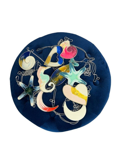 Chaîne avec pendentif poisson multicolore en acier chirurgical et résine Vulca multicolore, pièces uniques faites à la main, artisanat 100% made in Italy