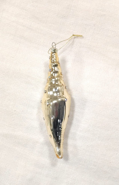 Teardrop Shells - Christmas decorations - set of 2 (gold and pearl white)