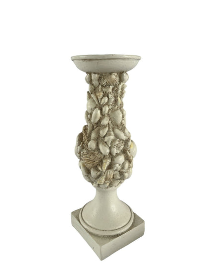 Pair of candlesticks, marine patterned shells, white, Enzo De Gasperi