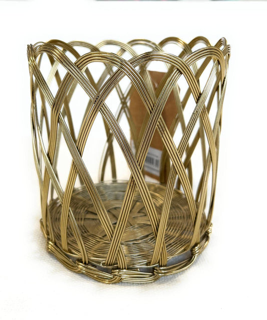 Range-couverts en aluminium doré par Bitossi - mesure 13 cm de haut x 12 cm de diamètre