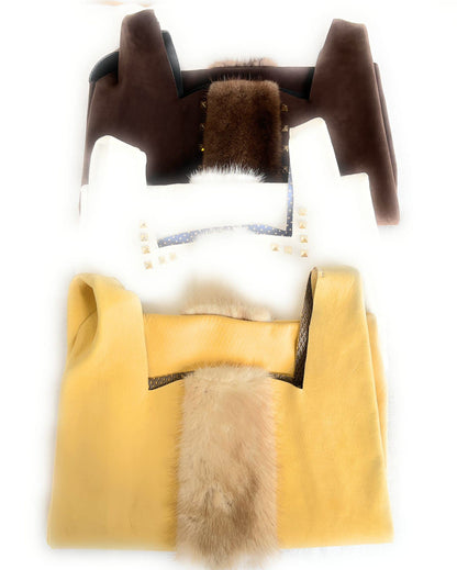 Marika De Paola - Shopping Bag in pelle e pelliccia di Visone, realizzata a mano in Italia, artigianato di lusso